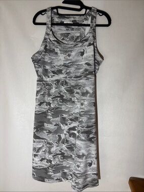 Grey Marble-Print Tank Dress - Women's Casual Scoop Neck